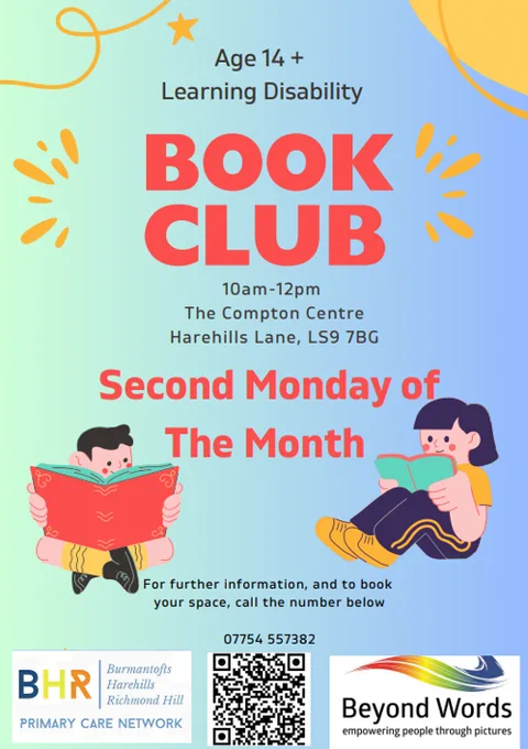 Poster advertising a book club.