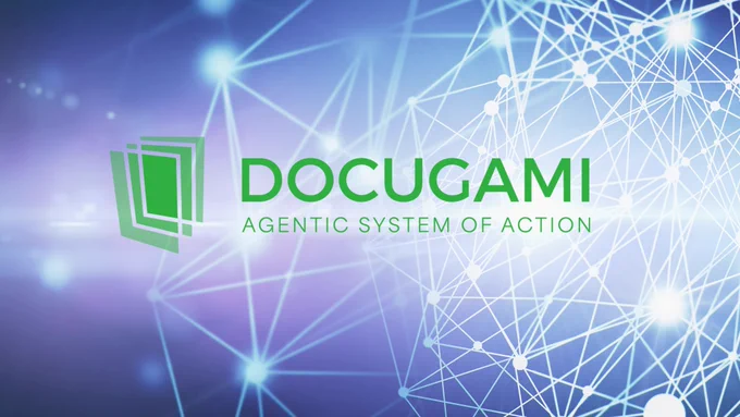 An image of many nodes of information connected, titled Docugami Agentic System of Action