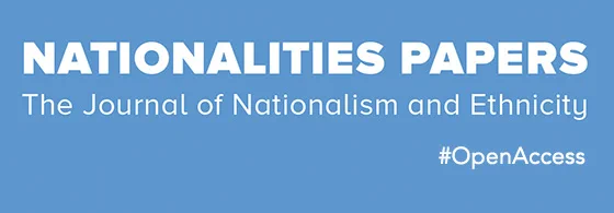 Logo of Nationalities Papers, described as "The Journal of Nationalism and Ethnicity", marked with a hashtag #OpenAccess on a blue background.