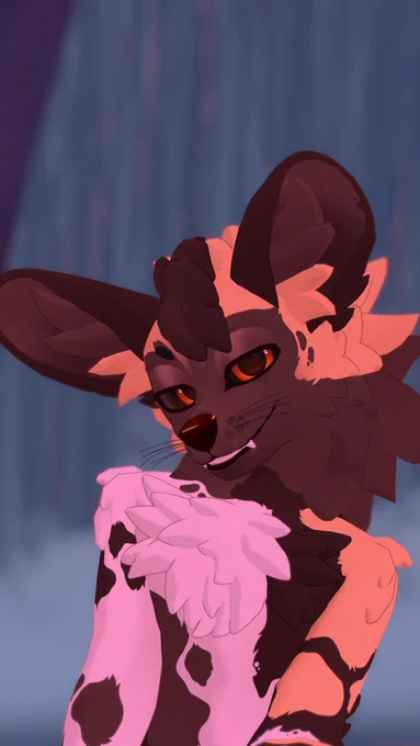 A close-up portrait of the AWD variant of the Chloropup VRChat avatar, an edit by Simer22 of the Chlorokit avatar