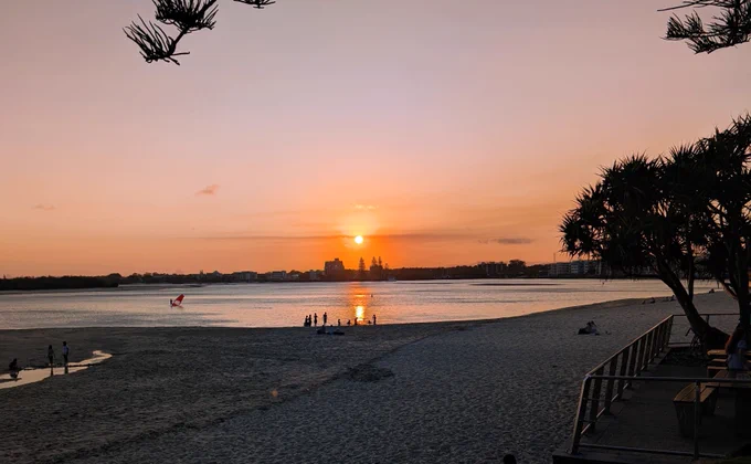Bulcock Beach at Sunset looking towards Pumicestone Passage