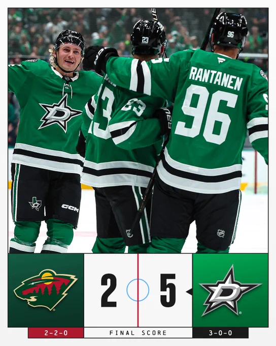 Final score: Stars defeat Wild 5-2