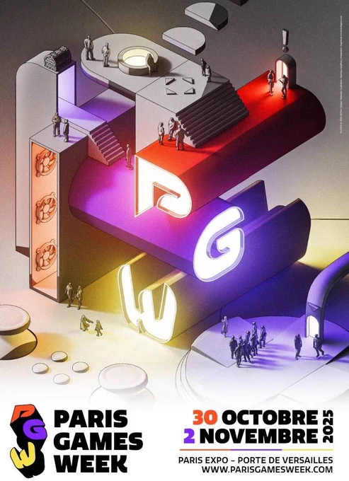 affiche de la Paris Games Week 2025 qui se tient du 30 octobre au 2 novembre à Paris Expo, Porte de Versailles