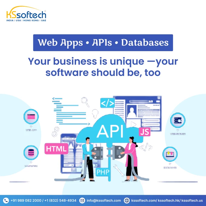 🚀 Web Apps • APIs • Databases 
Your business is unique — your software should be too.
💡 Powered by KS Softech
 
We don’t just build software — we craft smart, scalable, and secure digital solutions tailored to your business goals.
 
From intuitive web applications to powerful backend systems, we design every component to work seamlessly — so your team can focus on growth, not glitches.
 
✔️ Custom Web Applications
✔️ API Development & Integration
✔️ Scalable Databases
 
Let technology work for you — not the other way around.
 
📞 Let’s talk about your next solution. Web Link in Bio.
📧 info@kssoftech.com
📱  91 98908 22000 |  1 (832)-548 4934
#KSSoftech #KS_Softech #CustomSoftware #WebDevelopment #APIIntegration #BusinessAutomation #SmartSoftware #TechSolutions #InnovationDriven #CustomApps #DigitalTransformation