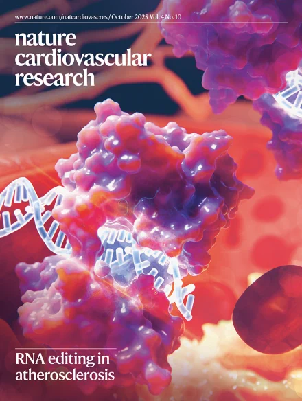 Image: ScienceBrush Design. Cover design: Bethany Vukomanovic;

RNA editing in atherosclerosis: 

Weldy et al. show that expression of the RNA-editing enzyme ADAR1 in smooth muscle cells regulates activation of the double-stranded RNA sensor MDA5, in a new model of atherosclerosis.
