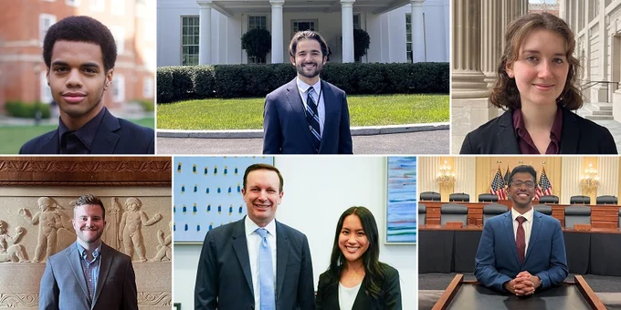 Casey Lewis, Salvador Gómez-Colón, Sadie Bograd, Griffin Richie, U.S. Sen. Chris Murphy, D-Conn., Caroline Chen, and Pranav Pattatathunaduvil