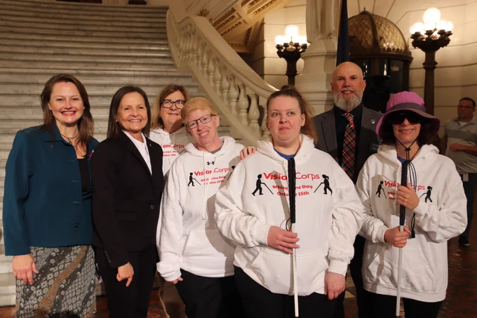 L&I Secretary Nancy A. Walker joined individuals using white canes for a walk from the L&I building to the Capitol to celebrate White Cane Day. 