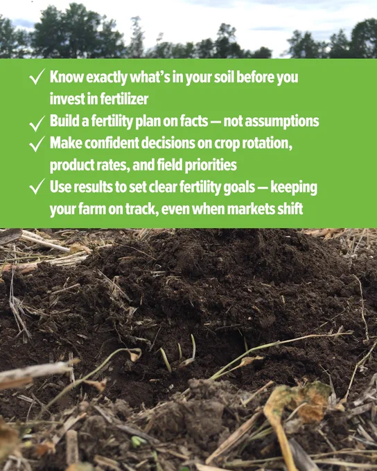 Image showing a close-up view of soil with three bullet points highlighted above on how to plan for fertility in agriculture. These include having precise soil knowledge, focusing on fertility facts, and maintaining consistent production rates and priorities.