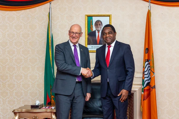 First Minister John Swinney with President of Zambia, HE Hakainde Hichilema.