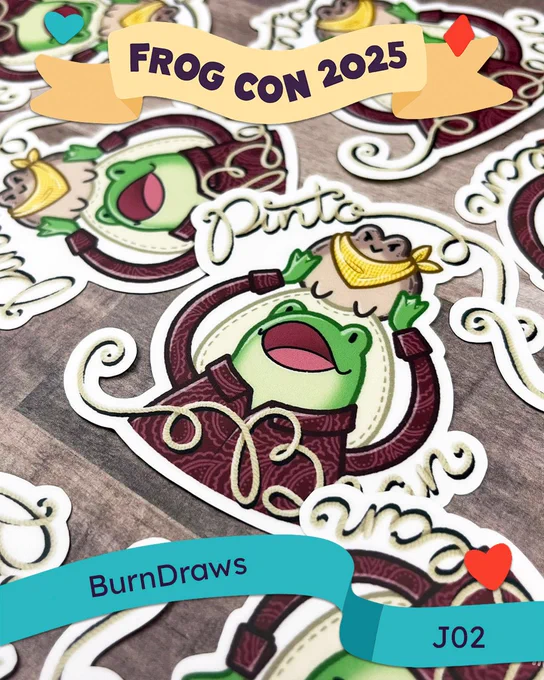 Frog Con 2025 | BurnDraws @ J02 | Pinto and Bean Froggy Besties Sticker | 3 inch Matte Laminate Sticker