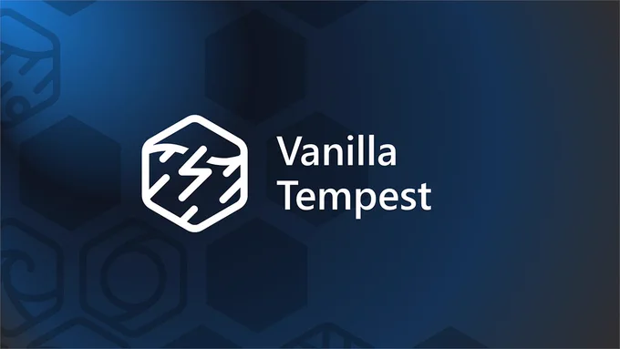 The text "Vanilla Tempest" and the icon for financially motivated threat actors in white against a blue background.