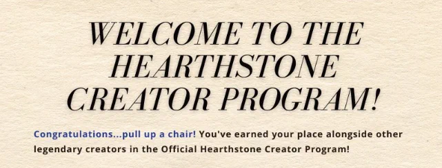 Welcome to the Hearthstone Creator Program image :)