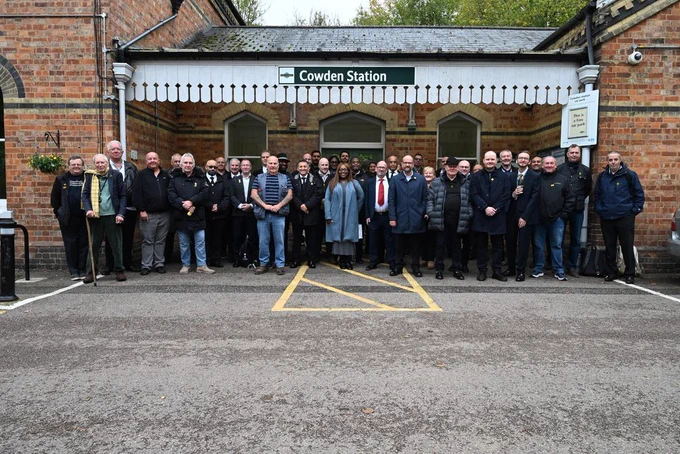 ASLEF members, Southern Staff and ASLEF AGS Simon Weller at Cowden Station for the commemoration service