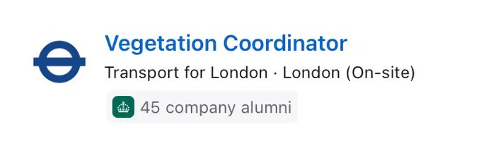 Vegetation Coordinator job vacancy at Transport for London