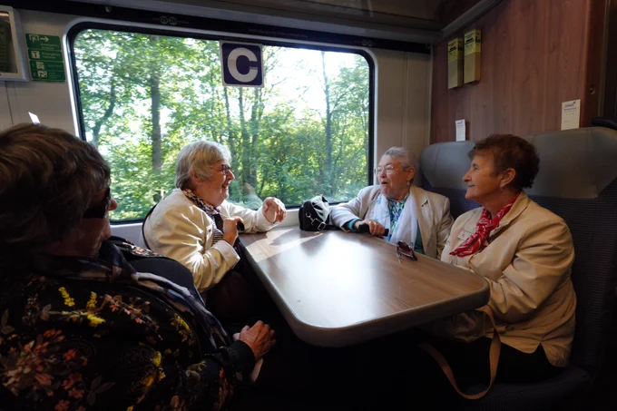 MySight York members are chatting with each other during the train journey to Malton.
