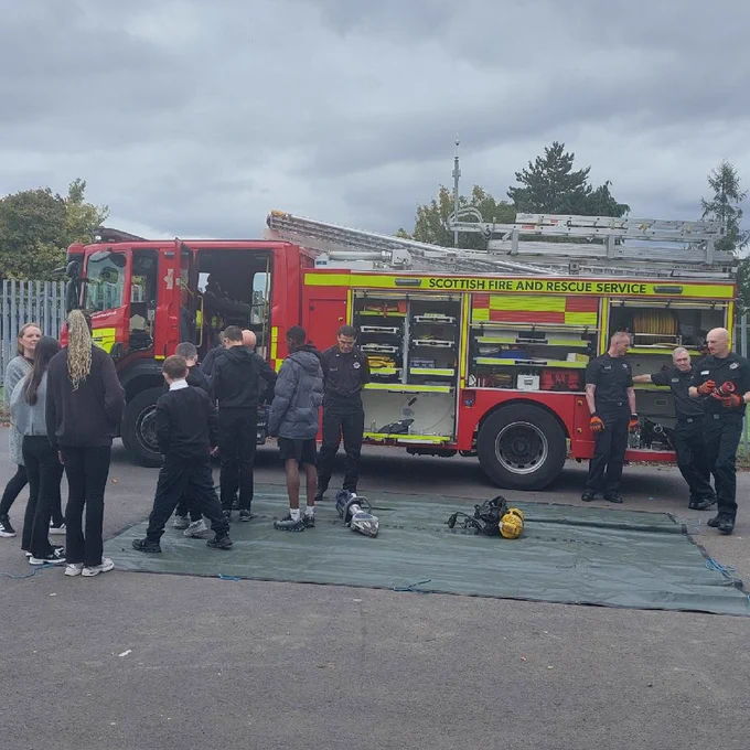Fire service presenting their equipment during the Community Alcohol Partnership day.