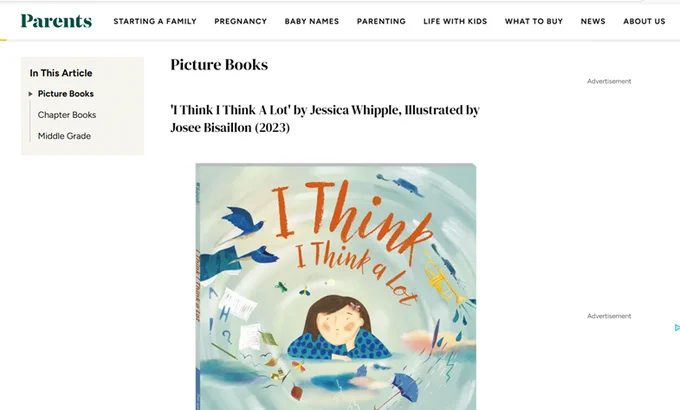 screen capture of the book on the Parents website