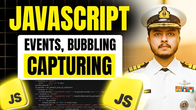 🚀 Day 30 of My Web Dev Journey!
🎯 Topic: Events in JavaScript | Event & Event Handler
▶️ https://youtu.be/CGjHpnm8TeE?si=PxYocZPNSEfNmQoh&t=3826

Learned how JS listens 🎧 & reacts ⚡ to user actions:
🔹 addEventListener() = modern way
🔸 Event Bubbling & Capturing
🧩 Event Delegation = clean & efficient

#JavaScript #WebDevelopment #Frontend
#Radhe_Radhe 😊🙏
