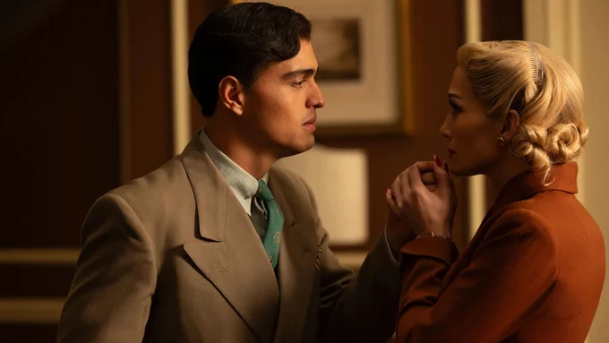 USC alum Tonatiuh (left) and Jennifer Lopez star in Kiss of the Spider Woman, out in theaters this week. (Photo courtesy of Roadside Attractions)