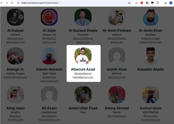 WordPress Developer - Alberuni Azad - Attending WordCamp Dhaka 2025