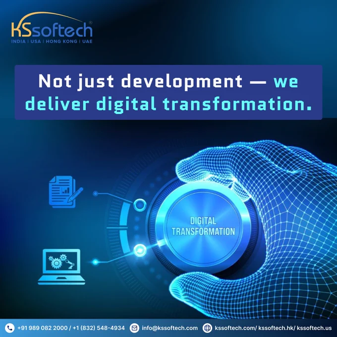 We Don’t Just Build Software — We Drive Digital Transformation.
At KS Softech, our focus goes beyond development. We partner with businesses to reshape how they operate, compete, and grow in a digital world.
 
✔️ Custom Software Solutions
✔️ Scalable, Future-Ready Systems
✔️ Strategy-Driven Digital Transformation
 
Whether you're optimizing internal workflows or reinventing customer experiences — we deliver the technology that moves you forward.
 
KS Softech — Empowering Business Through Innovation. Web Link in Bio.
 
📧 info@kssoftech.com
📱  91 98908 22000 |  1 (832)-548 4934
 
#KSSoftech #KS_Softech #CustomSoftware #WebDevelopment #EnterpriseSolutions #SmartTechnology #ProfessionalServices #TechSolutions  #CustomApps #DigitalTransformation