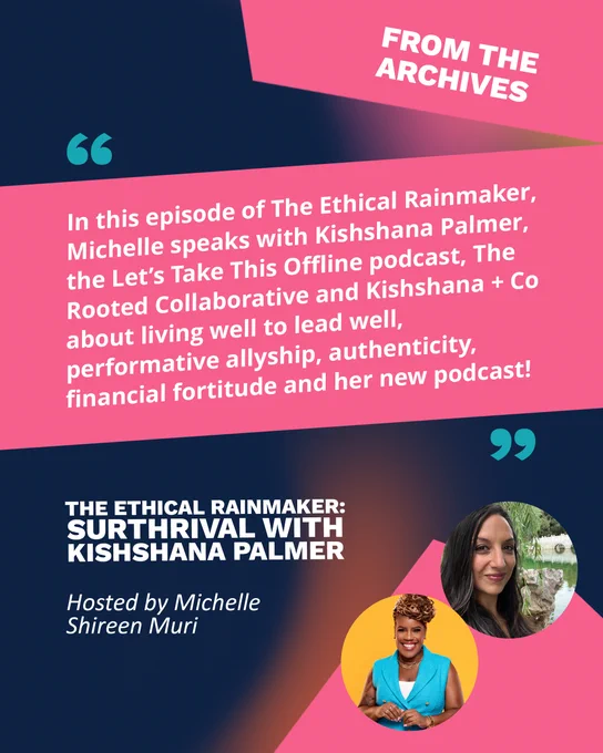 Banner says From the Archives. It includes the quote, title, and speakers from the text of the post. In the bottom right corner are photographs of Michelle and Kishshana.