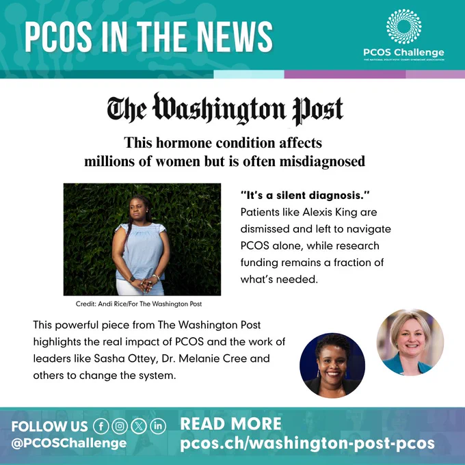 Thank you to @washingtonpost and @akjohnson1922 for spotlighting the real impact of PCOS, through the voices of patients like Alexis King and the work being done to close gaps and elevate care.

Too many are still dismissed, misdiagnosed, or left without answers. Stories like these matter because they help drive the change that’s urgently needed.

Read the full article: https://pcos.ch/washington-post-pco
