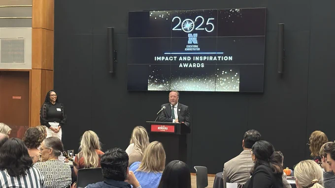 Matthew Gottschall speaks during the EDAD Impact and Inspiration Awards