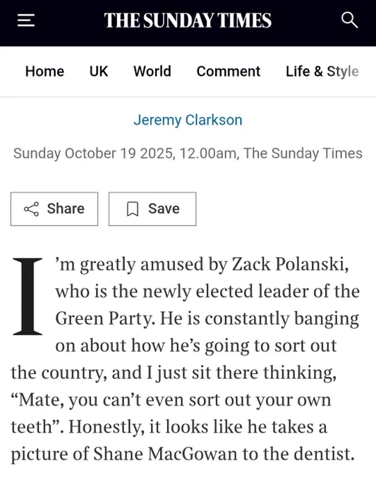 Jeremy Clarkson saying that I can't sort out my own teeth.