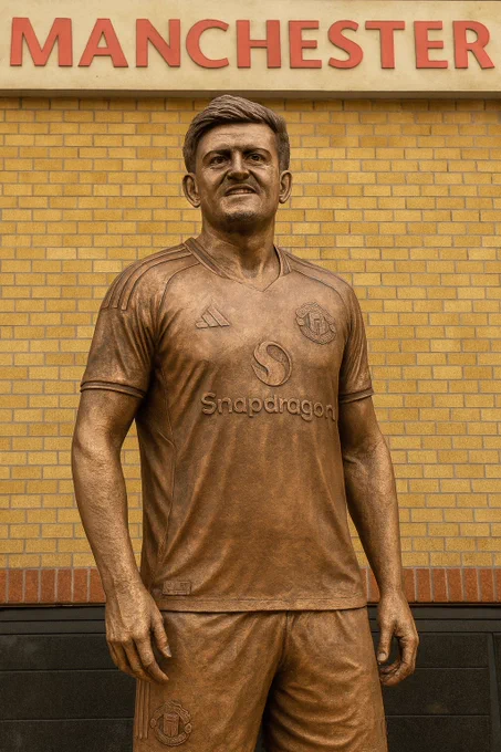 An AI generated image of a statue of Manchester United legend Jacob Harry Maguire.