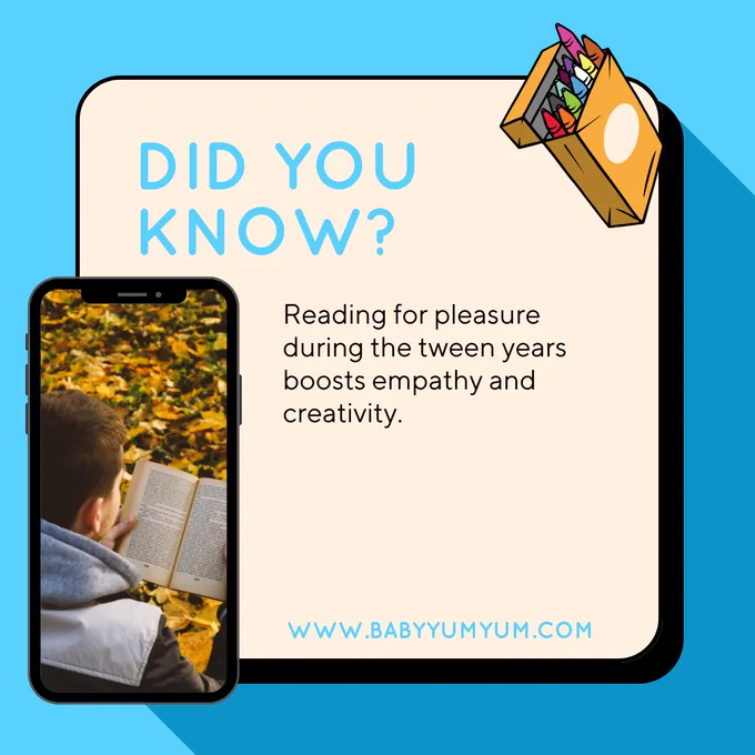 📖 Books aren’t just stories, they’re empathy boosters for tweens. 💡💙 #BabyYumYum #BYY #DidYouKnow #TweenLife #ReadingPower #ImaginativeMinds #ParentingJourney #EmpathyBuilding #RaisingReaders