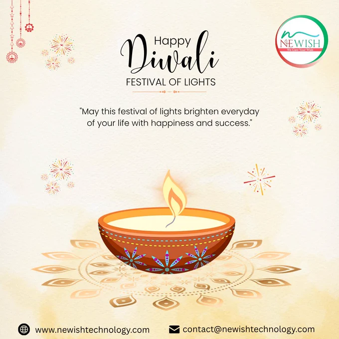 ✨ Happy Diwali – Festival of Lights! ✨
Let’s celebrate the victory of light over darkness and the triumph of good over evil.
May this Diwali brighten every corner of your life with happiness, prosperity, and success.

🌼 Shine brighter. Smile wider. Celebrate stronger. 🌼

💻 www.newishtechnology.com

📩 contact@newishtechnology.com

#HappyDiwali #FestivalOfLights #DiwaliCelebration #NewishTechnology #FestiveSeason #PositivityAndProsperity #IndianFestivals #LightUpYourLife #DigitalWishes