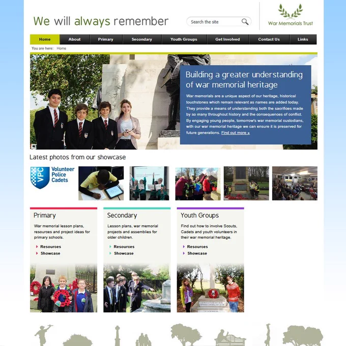 Screenshot of https://www.learnaboutwarmemorials.org/