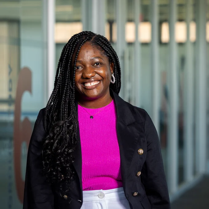 Ogechi C. Kalu in Silverman Library on UB North Campus.