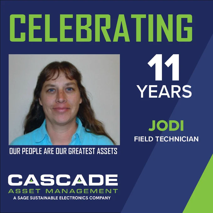 Cascade Asset Management Employee Anniversary - Jodi, 11 years - Field Technician