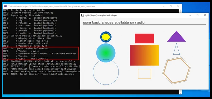 raylib custom software backend, running on the new Win32 custom platform. No external dependencies required to put graphics on a screen!
