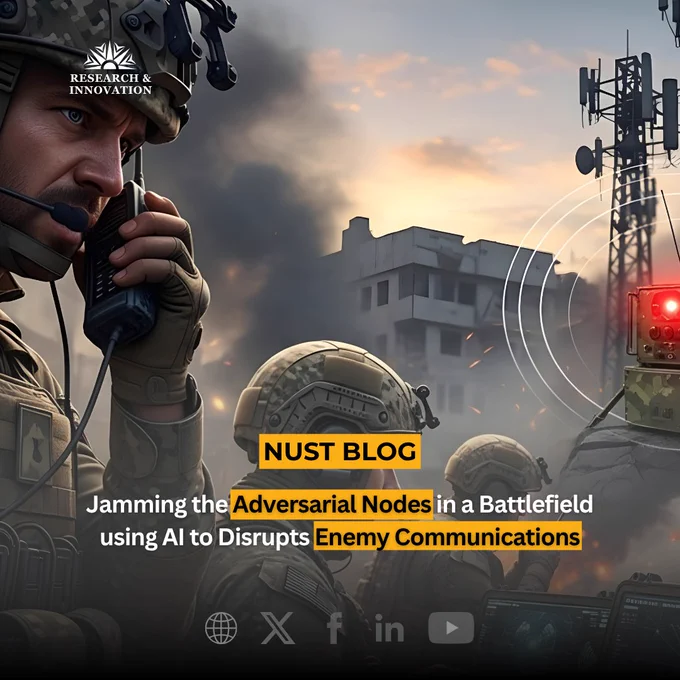 Jamming the Adversarial Nodes in a Battlefield