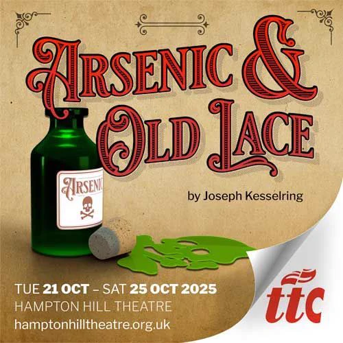 A production graphic for Arsenic and Old Lace by Teddington Theatre Club on the Amateur Theatre Network