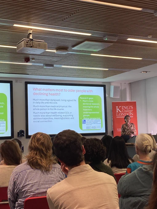 A slide highlighting the research gaps telling us what older people want from palliative care