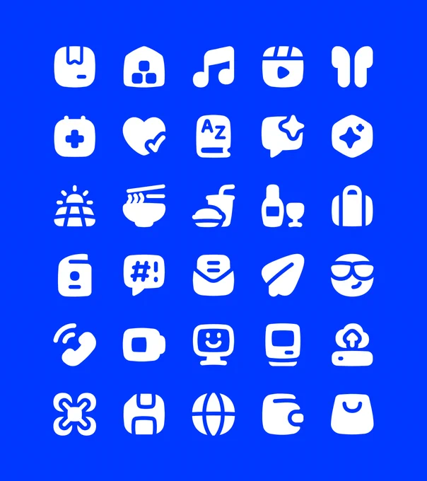 Flex icons in Solid style, featuring bold filled shapes with confident silhouettes and consistent rhythm. The icons deliver strong visual presence and high contrast, suitable for dark mode interfaces, digital dashboards, and mobile app designs requiring clarity and impact.