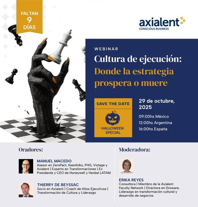 🗓️ 29 de octubre | 09 MX / 12 AR / 16 ES
🎤 Con Manuel Macedo, Thierry de Beyssac y Erika Reyes Loubet

👉 Reserva tu lugar (si te atreves):
https://us06web.zoom.us/webinar/register/WN_5UVFRQzzSkKyBNkPkqpQIA