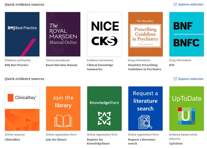 screenshot of library home page on the Knowledge & Library Hub 