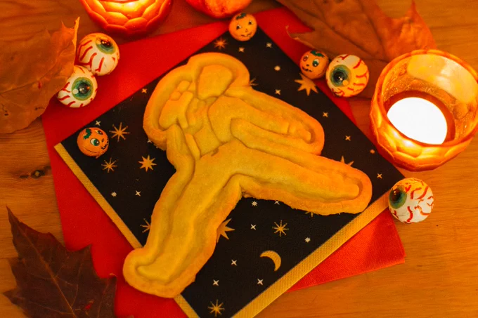 photo of FITS agent as a shortbread around festive halloween decor