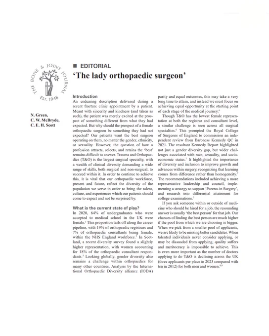 Abstract text for article titled ‘The lady orthopaedic surgeon’.
The Bone & Joint Journal.