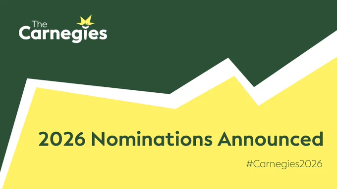 Graphic with the Carnegies logo and text reading: 2026 Nominations Announced. #Carnegies2026 carnegies.co.uk