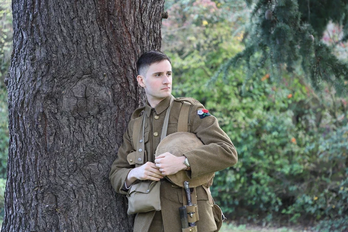 Actor dressed as a First World War soldier.