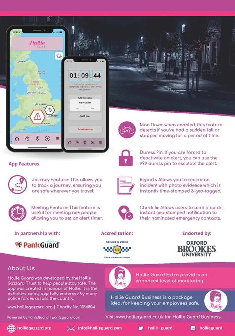 🚨 Stay safe, stay connected!
Have you downloaded the Hollie Guard app yet? 💡

It’s a free personal safety app that helps keep you safe on and off campus.
👉 Share your live location with trusted contacts
👉 Activate an alert if you feel unsafe
👉 Automatically record and upload evidence if something happens

Download it today and give yourself (and your friends) extra peace of mind 💜
🔗 Available on iOS and Android — just search Hollie Guard or Scan the QR in the post.

#BrookesSafety #StudentLife #HollieGuard #StaySafe #