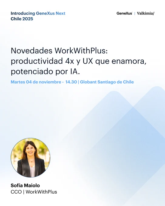 Mañana, martes 4 de noviembre, en la sede de Globant Santiago, tendrás la posibilidad de aprender directamente de Sofía Maiolo, CCO de WorkWithPlus, quien liderará el All Hands sobre las novedades de esta potente herramienta.