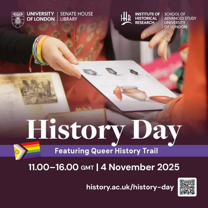 Promotional poster for History Day featuring Queer History Trail details, 4 Nov, 11-4