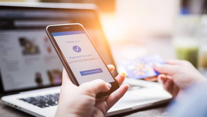 A person using an online payment portal 